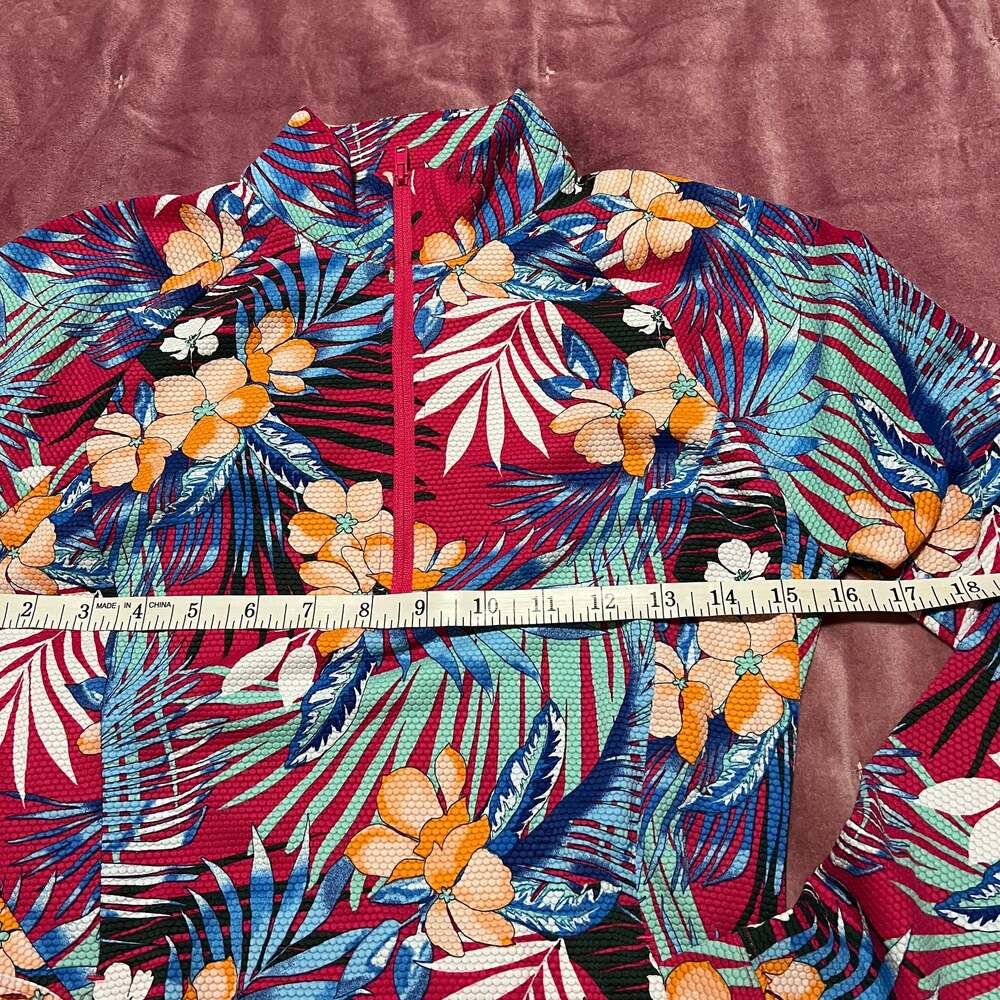 Tommy Bahama Golf & Tennis Women's Pink Floral Quarter-Zip Pullover Top - Picture 5 of 6